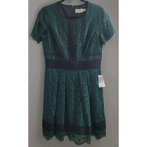 Eliza J Lace Fit & Flare Emerald Green Dress Sz 12 Holiday Cocktail Party NWT